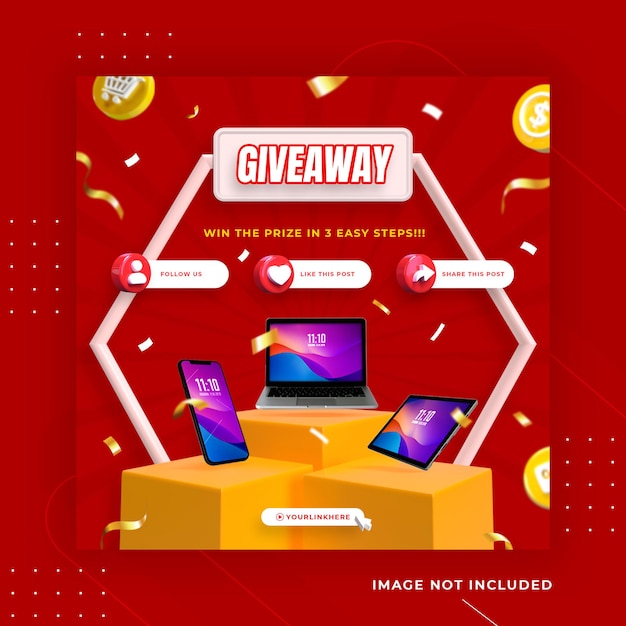 PSD creative concept give away contest social media post instagram template premium psd