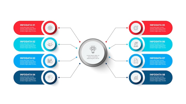 Creative concept for infographic Abstract elements diagram with 8 steps options or processes