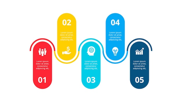 Creative concept for infographic. Process chart. Abstract elements of graph, diagram with 5 steps.