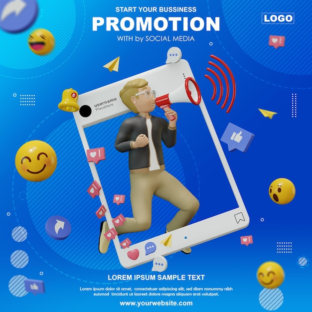 PSD creative concept, information store promotion social media post template