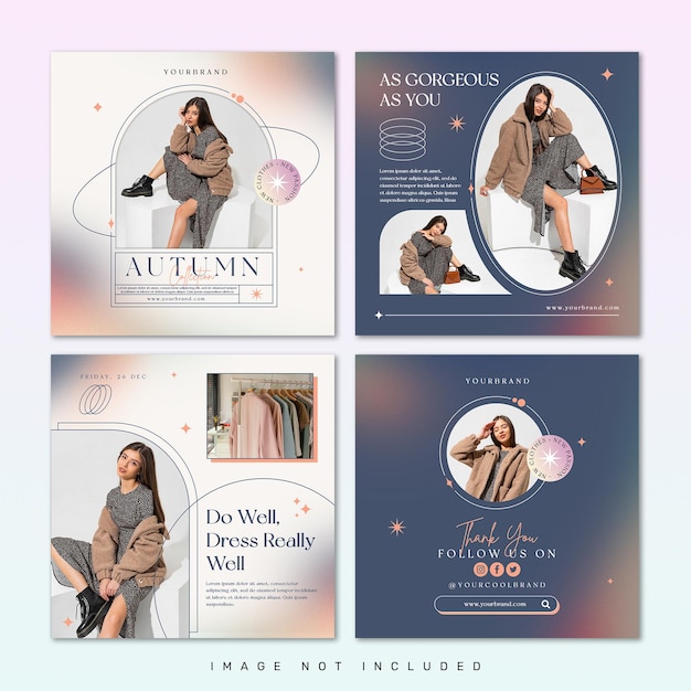 Creative concept minimalist fashion sale social media instagram post template set