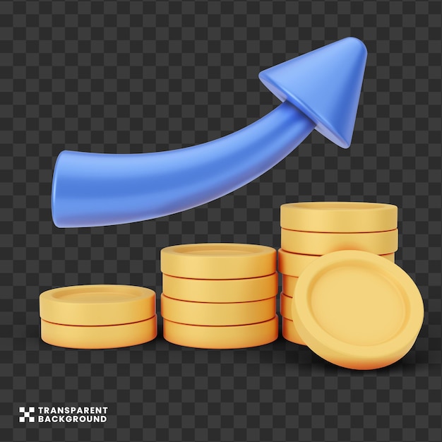 creative concept Money growths coin stack 3D illustration and scene generator