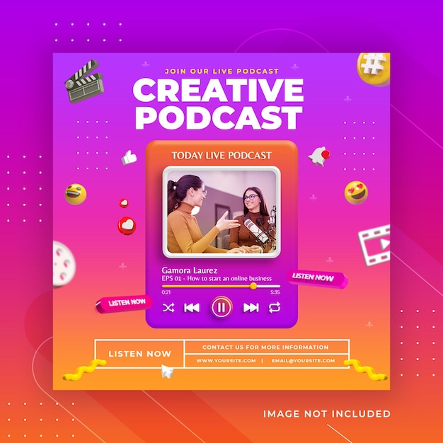 크리에이티브 컨셉 팟캐스트 프로모션 소셜 미디어 포스트 인스타그램 템플릿 Premium Psd