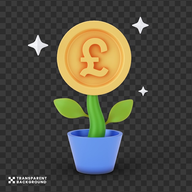 Creative concept pound money growth 3d illustration