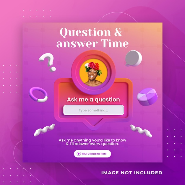 PSD creative concept question and answer time for social media post instagram template