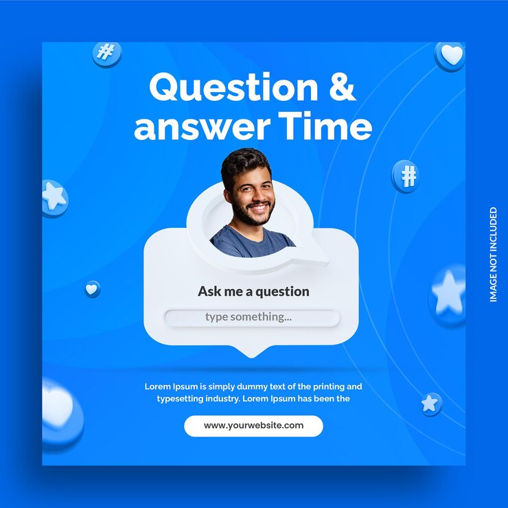 सोशल मीडिया पोस्ट इंस्टाग्राम टेम्पलेट के लिए क्रिएटिव कॉन्सेप्ट प्रश्न और उत्तर का समय