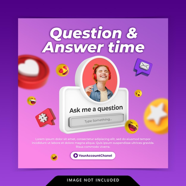 Creative concept question and answer time for social media post instagram template