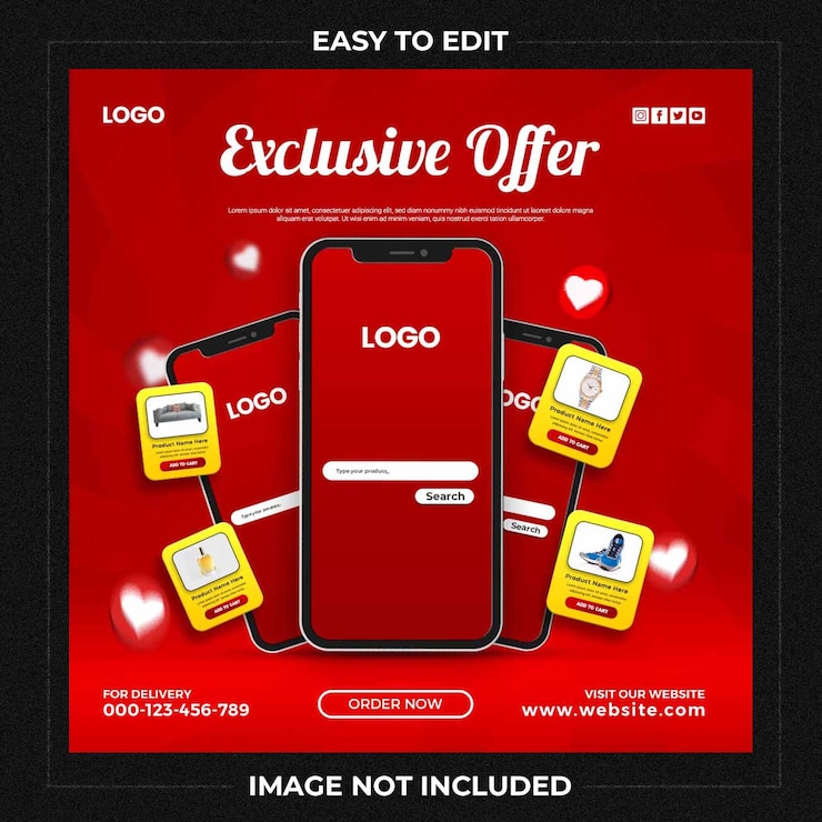 PSD creative concept sale online shopping promotion on social media post