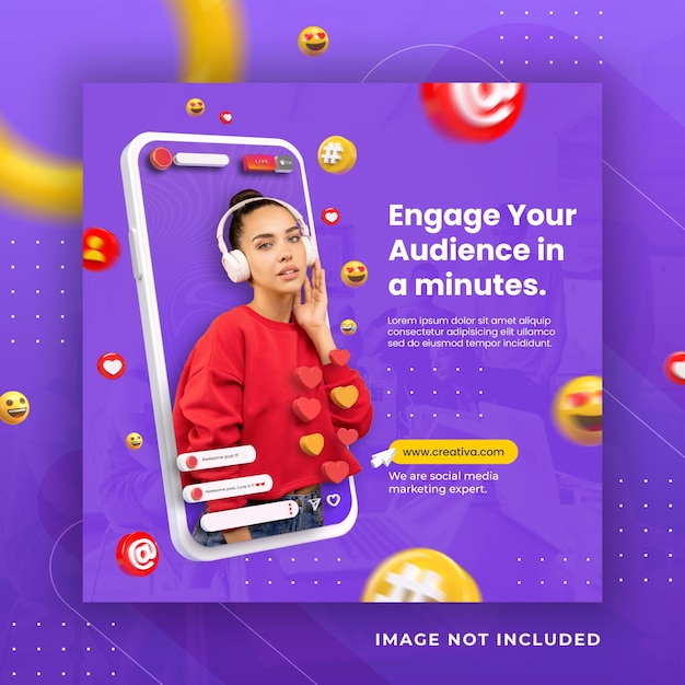 PSD creative concept social media instagram live for digital marketing promotion template