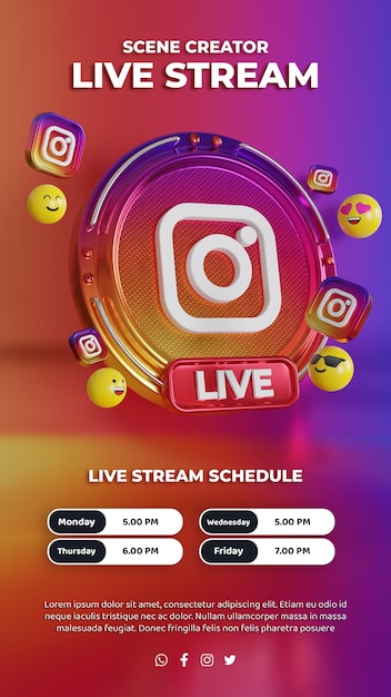 Modello di promozione del marketing digitale in streaming live di instagram di social media di concetto creativo