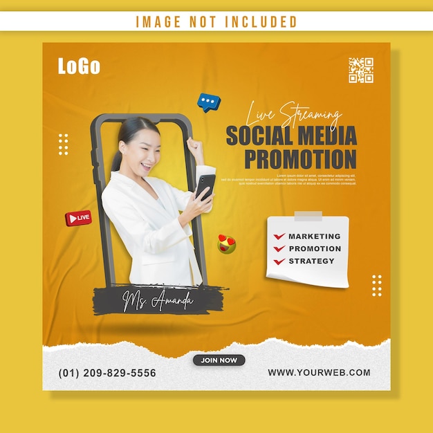 Creative concept social media live for digital marketing promotion