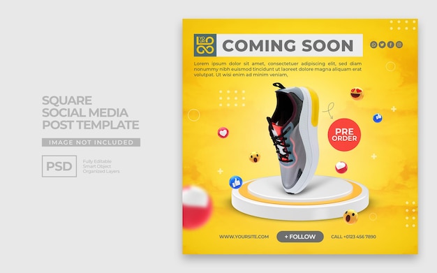 Creative concept social media post promotion sale coming soon template square premium