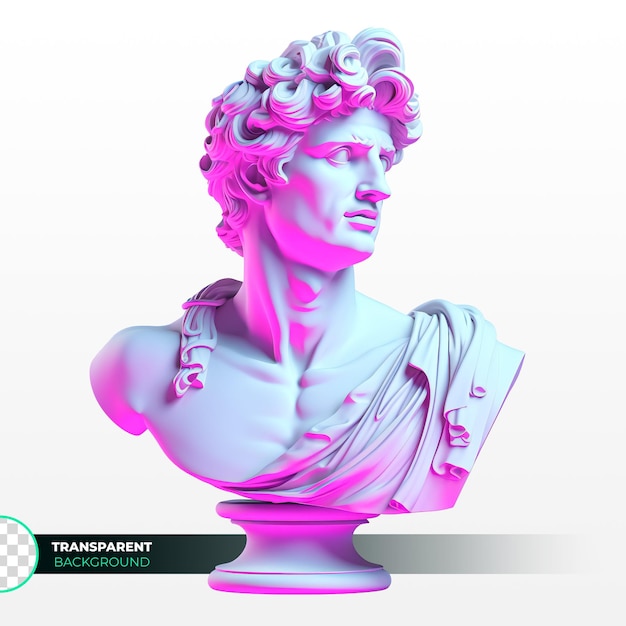 PSD creative concept with old statue pink color lighting on white background minimal party concept