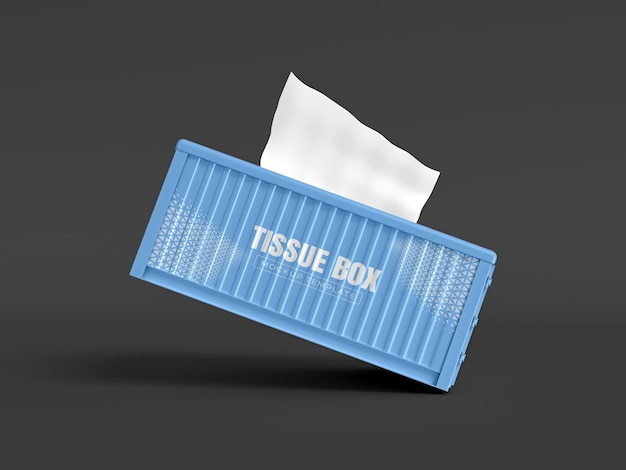 Creative Container Facial tissue box mockup voor verpakking en branding op donkere achtergrond.