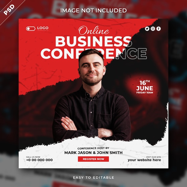 Creative corporate business conference social media post banner template