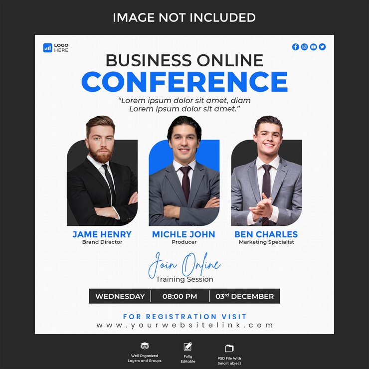PSD creative corporate business conference social media post banner template