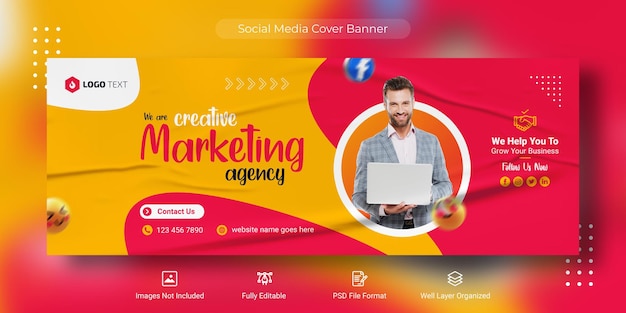 Creative corporate business social media Facebook cover banner post template