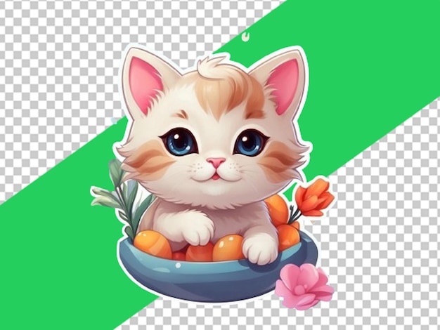 PSD creative cute kawaii cat happy easter monday