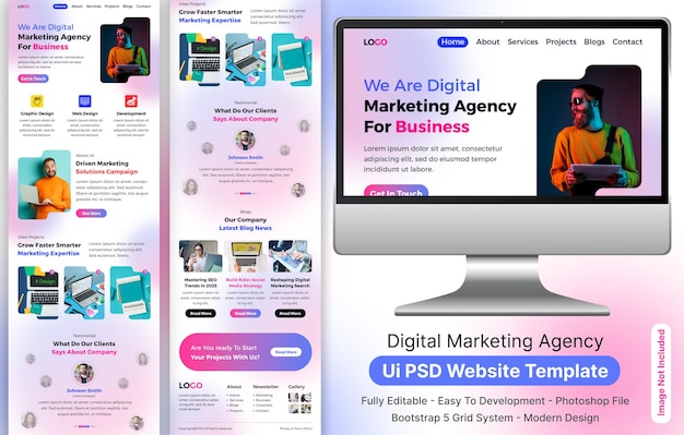Creative Digital Agency PSD Template Landing Page