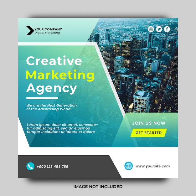 PSD creative digital business marketing agency social media post or square banner template