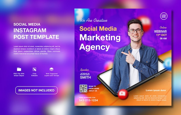 Creative digital marketing agency promotion instagram post template