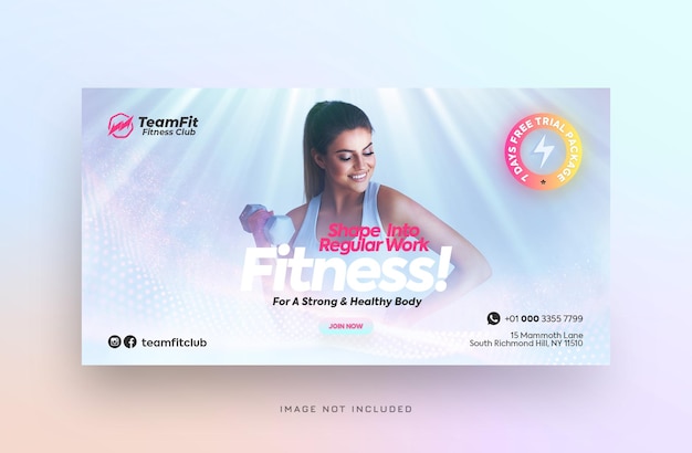 PSD creative fitness or gym social media facebook post or web banner template