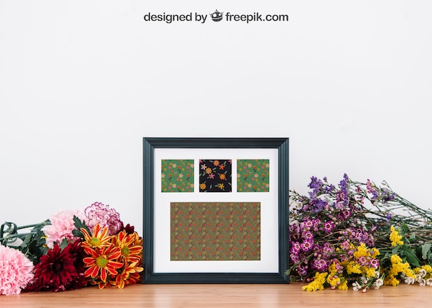 PSD creative floral mockup of frame