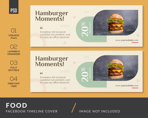 PSD creative food facebook timeline cover banner annunci