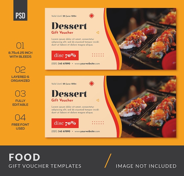 Creative food gift voucher design templates