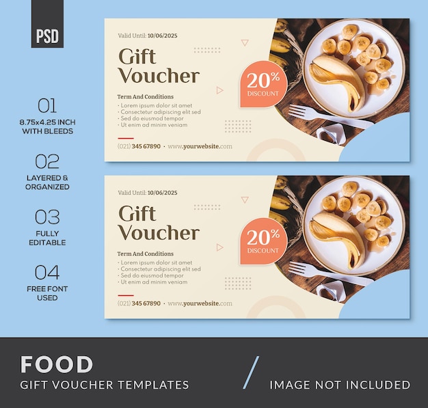 PSD creative food gift voucher templates