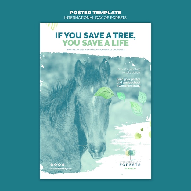 PSD creative forests day flyer template with photo