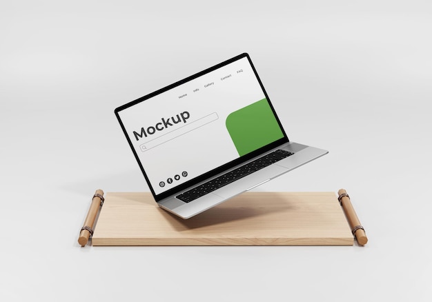 Mockup creativo per laptop con vista frontale