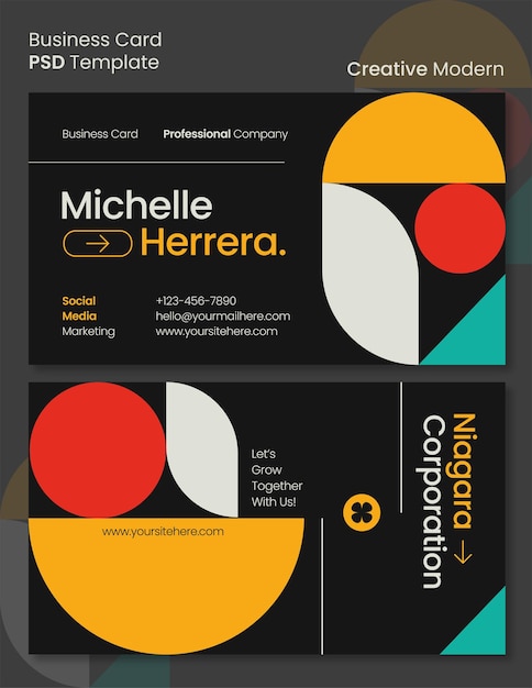 PSD creative geometric shape decoration business name card template