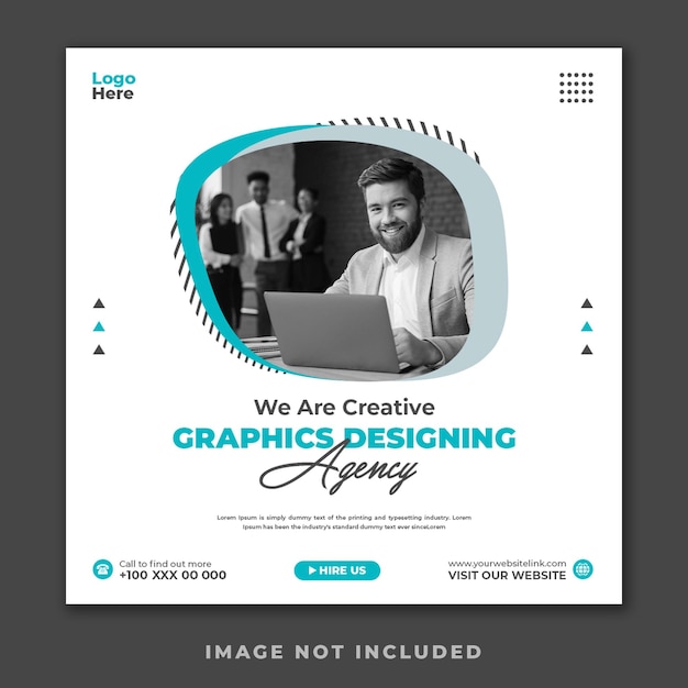 Creative graphic designing agency social media post design template