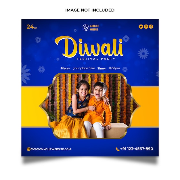 PSD creative happy diwali social media post