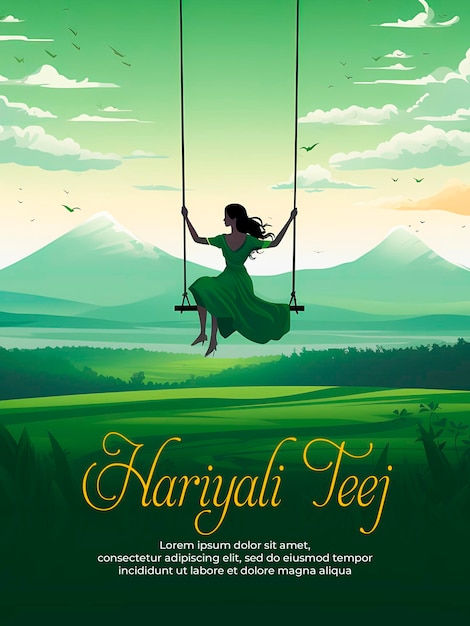 PSD creativo modello di design di banner per la celebrazione dell'happy haryali teej festival