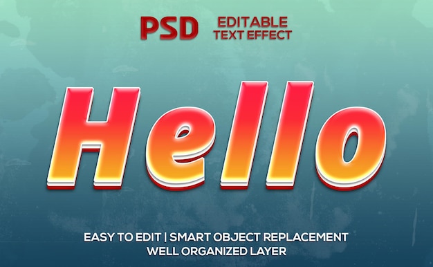 Creative hello 3d editable text effects style