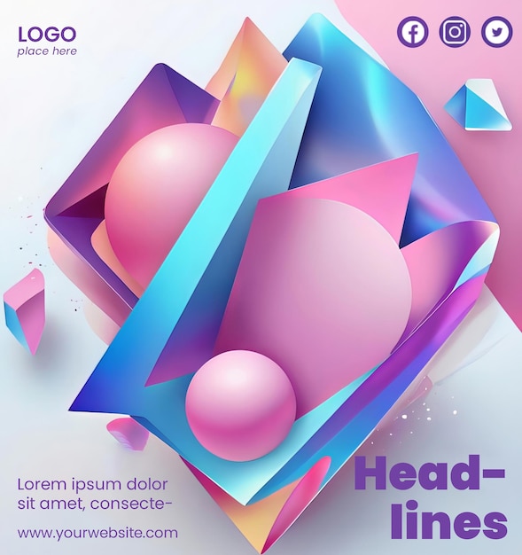 PSD creative holo forme astratte 3d flyer design