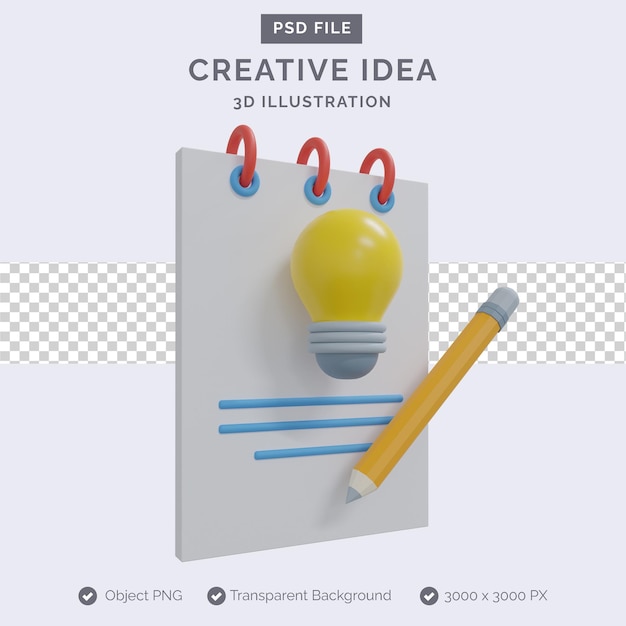 PSD illustrazione 3d di idea creativa