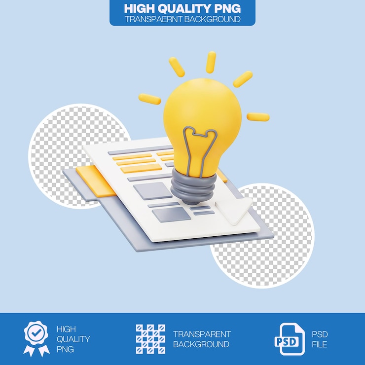 PSD creative idea concept light bulb and documents illustration