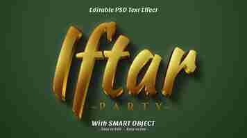 PSD creative iftar party text style effect