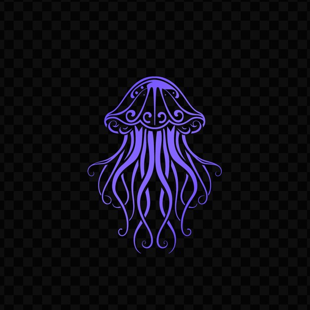 Creative jellyfish logo with decorative tentacles and a bell psd vector craetive simple design art