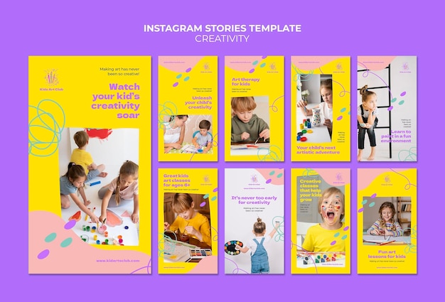 PSD creative kids instagram stories set