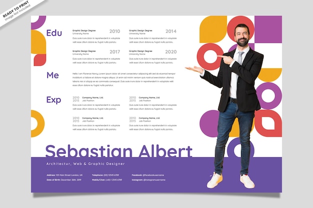 PSD creative landscape resume template