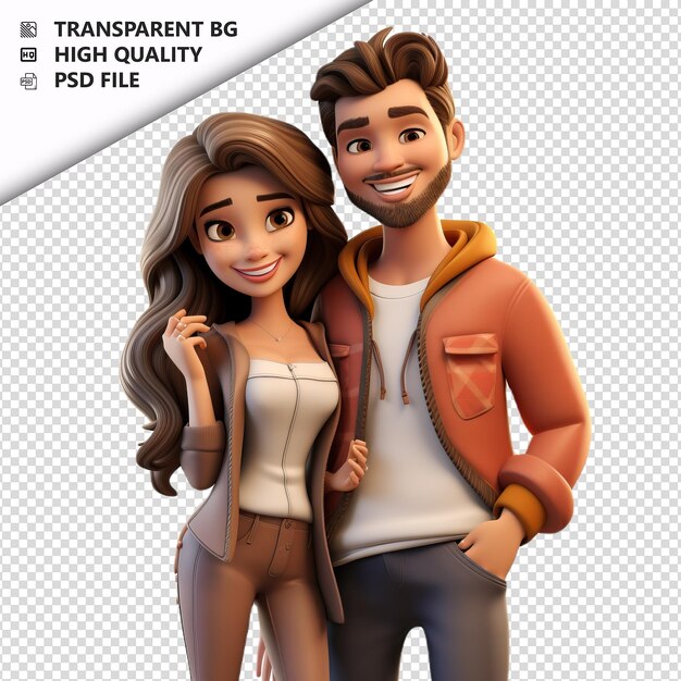 PSD creative latin couple 3d cartoon style sullo sfondo bianco i