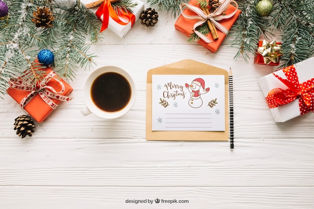 Creative letter mockup with christmas design