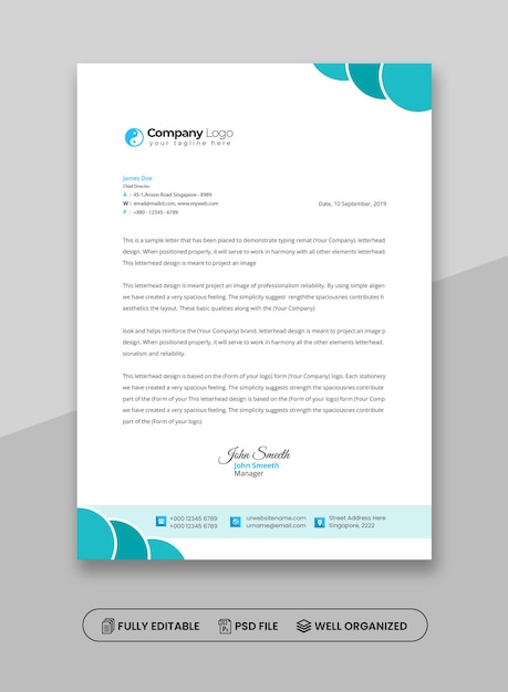 Creative Letterhead Design PSD Template