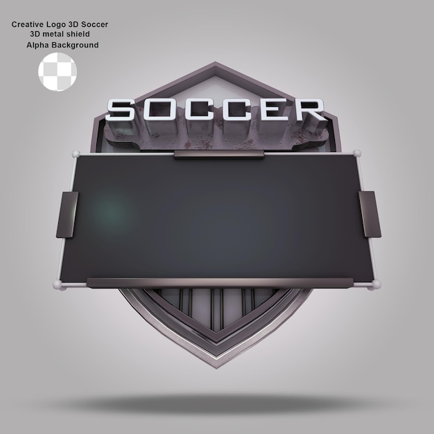 PSD creative logo soccer 3d metal design