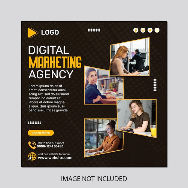 PSD creative marketing agency ad template for instagram post or social media post design