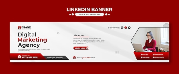 PSD creative marketing agency corporate linkedin banner template and social media cover design